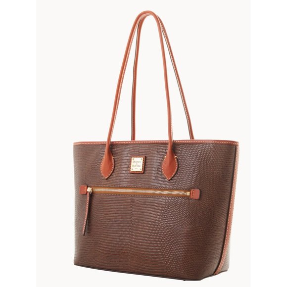 NWT Dooney & Bourke Embossed Lizard Tote - Chestnut BLIZD 1964 CSTN - Picture 2 of 10